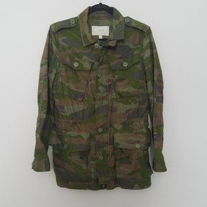 J Crew Green Camo Utility Jacket M Pockets EUC